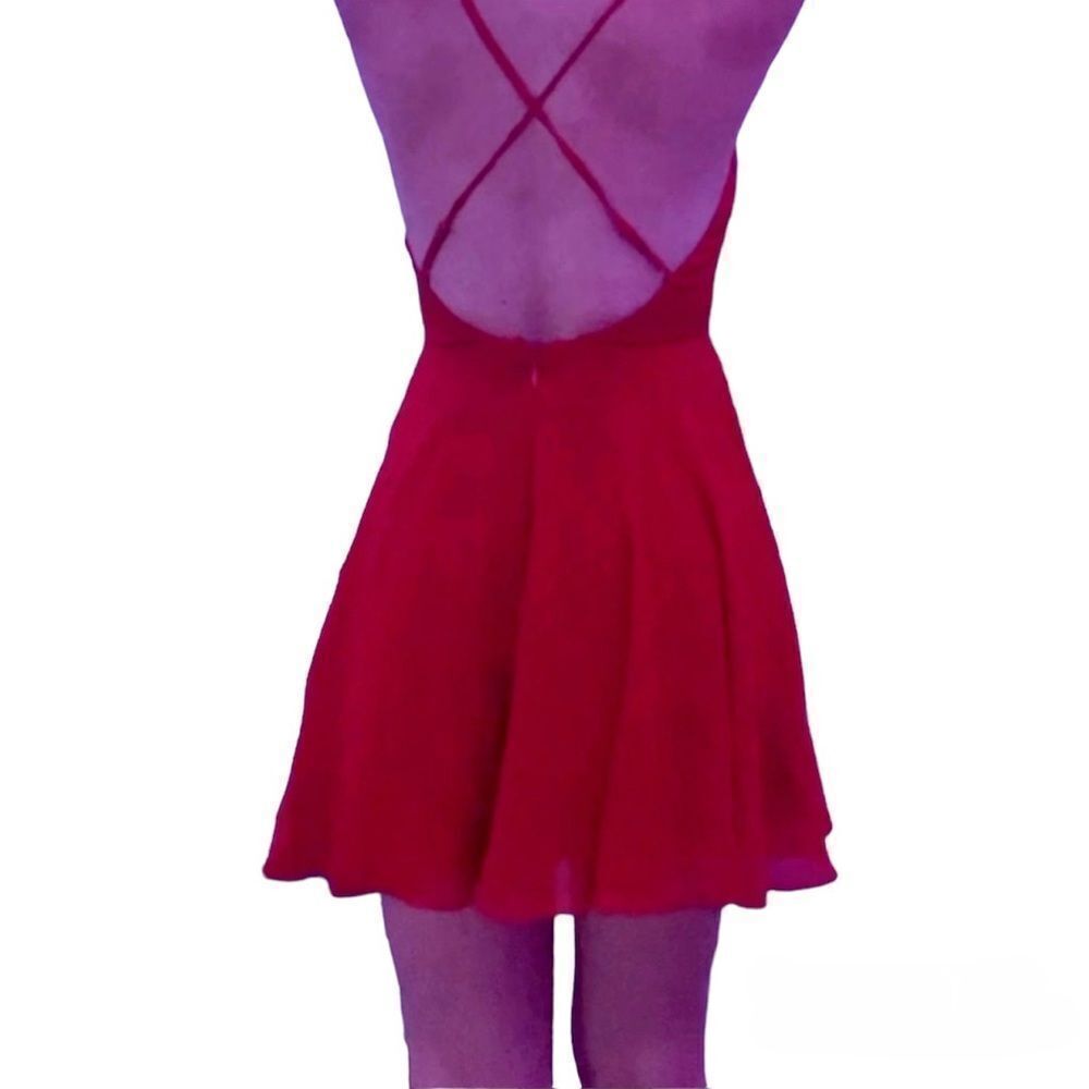 COPY - NWT Bebe Red Passion Cross Back  Cocktail Skater Dress Red Size 2 - Picture 7 of 9
